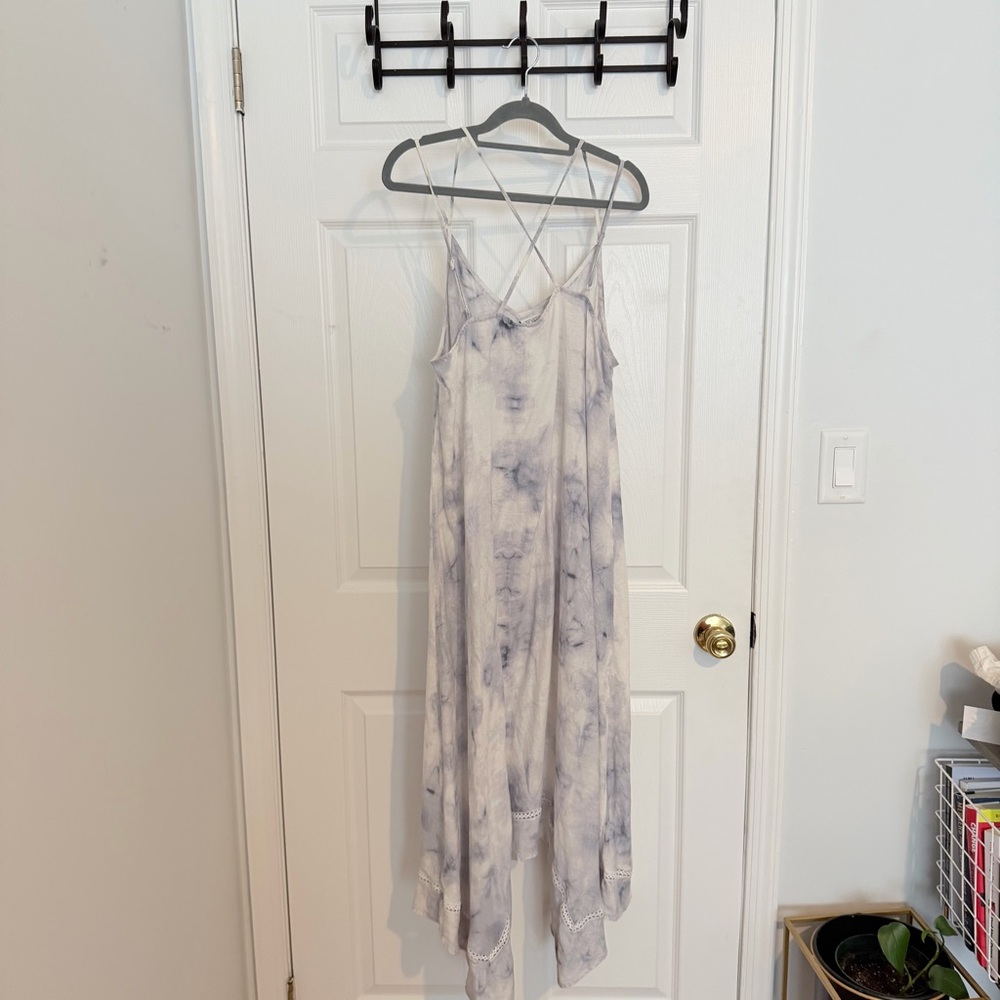 Light Tie-Dye Cover-Up/Slip Dress with Crisscross Back